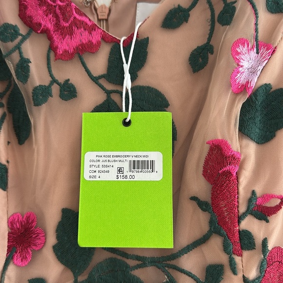 NWT Sam Edelman Rose Embroidery Sleeveless V Neck Midi Dress - Picture 7 of 16